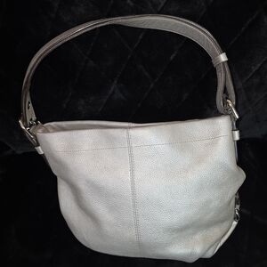 Coach Silver Leather Hobo Bag